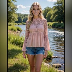 Dusty Pink Lace Blouse